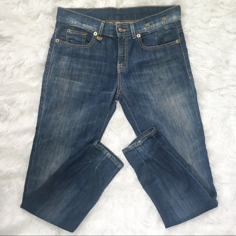 R13 Relaxed Skinny Dark Faded Denim Jeans Italy 25